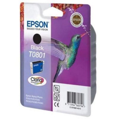 Epson Hummingbird T0801 Claria Photographic Ink, Ink Cartridge, Black Single Pack, C13T08014010 Epson Hummingbird T0801 Claria Photographic Ink, Ink Cartridge, Black Single Pack, C13T08014010